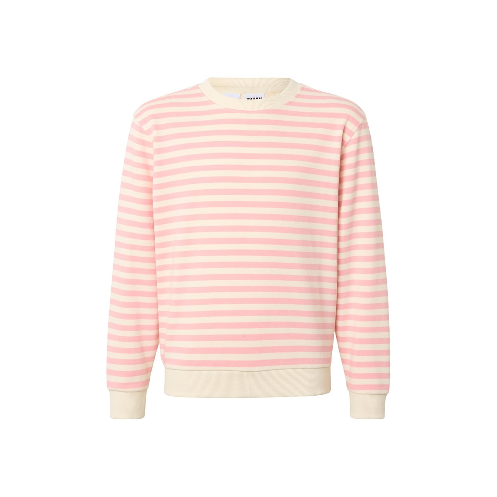 Urban Classics - Oversized Striped Crewneck Sweater/trui kinderen - Roze/Creme